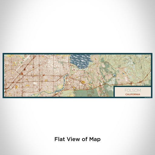 Flat View of Map Custom Folsom California Map Enamel Mug in Woodblock