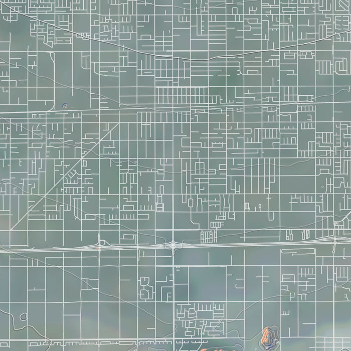 Fontana California Map Print in Afternoon Style Zoomed In Close Up Showing Details