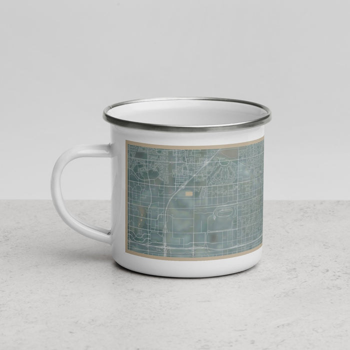 Left View Custom Fontana California Map Enamel Mug in Afternoon