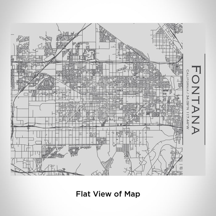 Rendered View of Fontana California Map Engraving on 20oz Stainless Steel Insulated Bottle with Bamboo Top