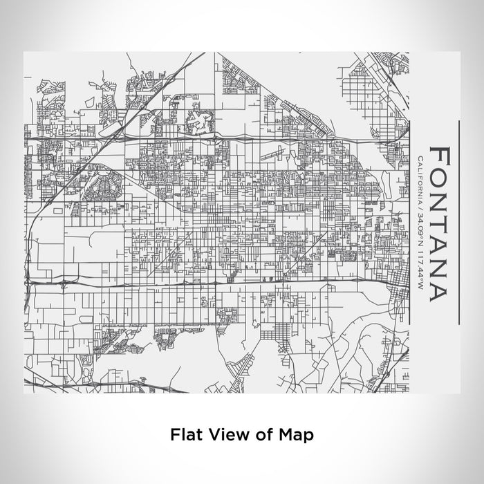 Rendered View of Fontana California Map Engraving on 20oz Stainless Steel Insulated Bottle with Bamboo Top in White