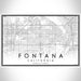 Fontana California Map Print Landscape Orientation in Classic Style With Shaded Background