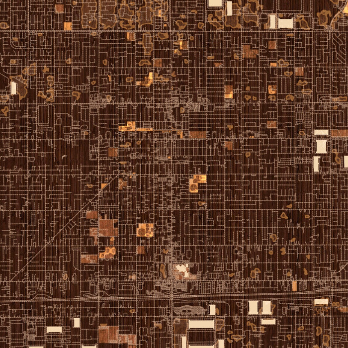 Fontana California Map Print in Ember Style Zoomed In Close Up Showing Details