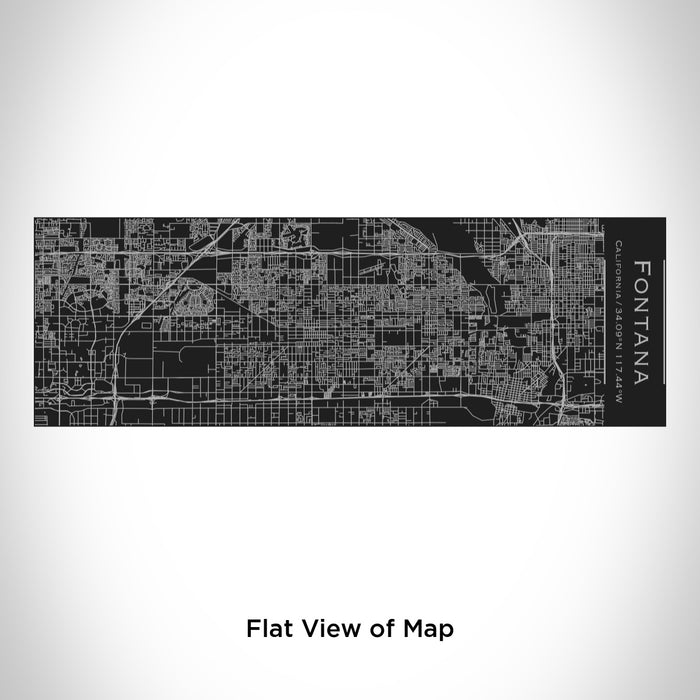 Rendered View of Fontana California Map Engraving on 10oz Stainless Steel Insulated Cup with Sliding Lid in Black