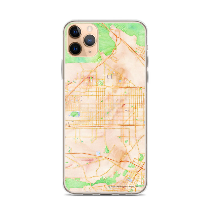 Custom iPhone 11 Pro Max Fontana California Map Phone Case in Watercolor
