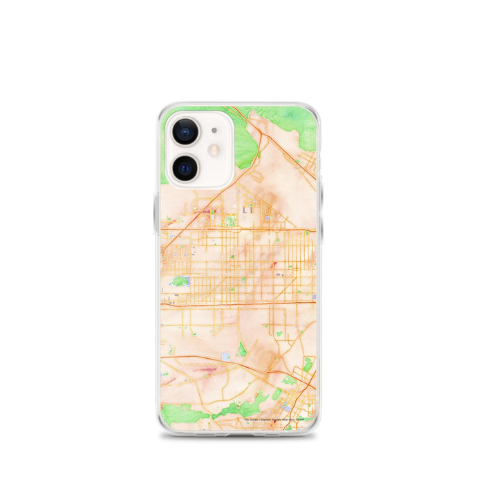 Custom iPhone 12 mini Fontana California Map Phone Case in Watercolor