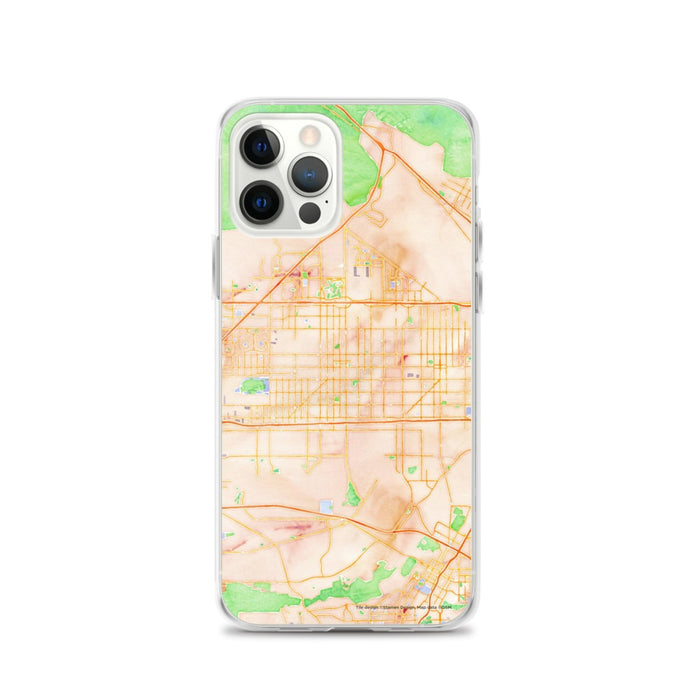 Custom iPhone 12 Pro Fontana California Map Phone Case in Watercolor