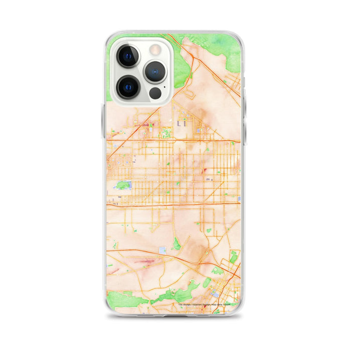 Custom iPhone 12 Pro Max Fontana California Map Phone Case in Watercolor