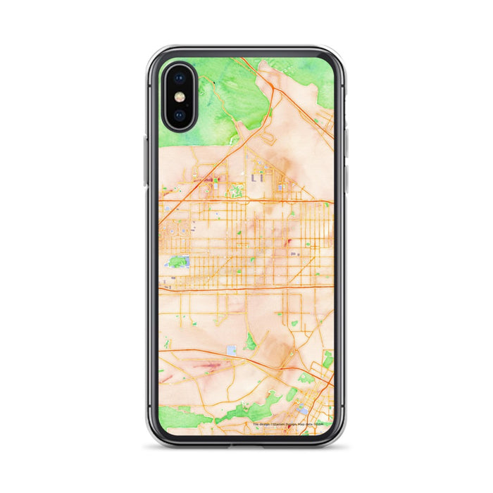 Custom iPhone X/XS Fontana California Map Phone Case in Watercolor