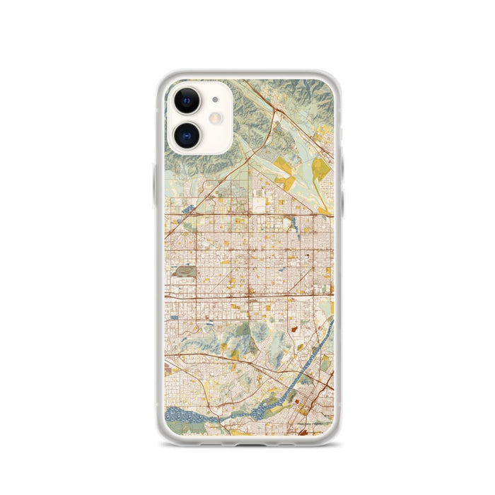 Custom iPhone 11 Fontana California Map Phone Case in Woodblock