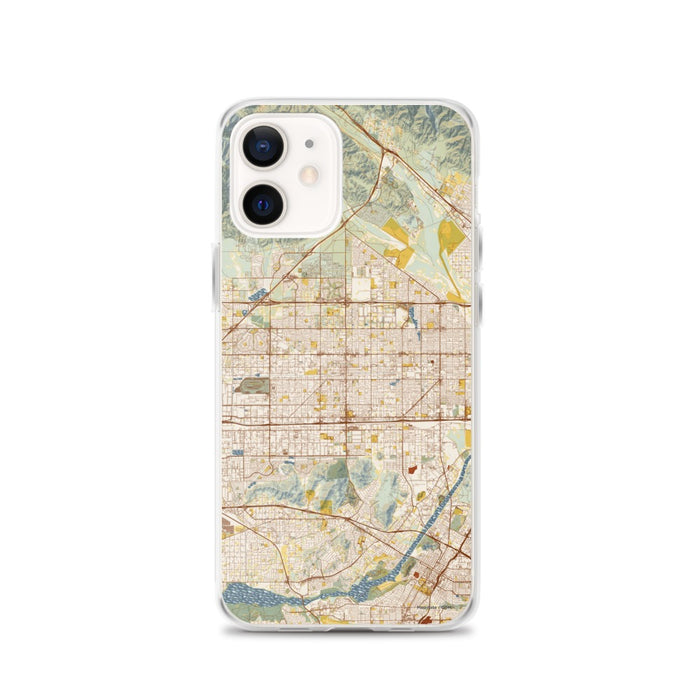 Custom iPhone 12 Fontana California Map Phone Case in Woodblock
