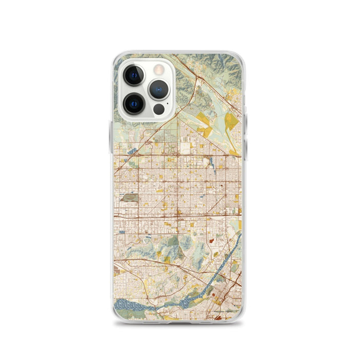 Custom iPhone 12 Pro Fontana California Map Phone Case in Woodblock