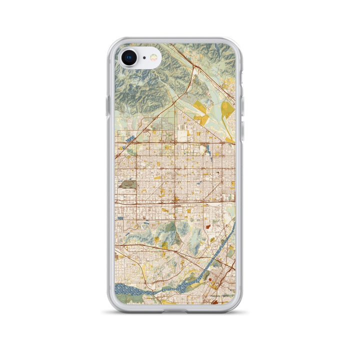 Custom iPhone SE Fontana California Map Phone Case in Woodblock