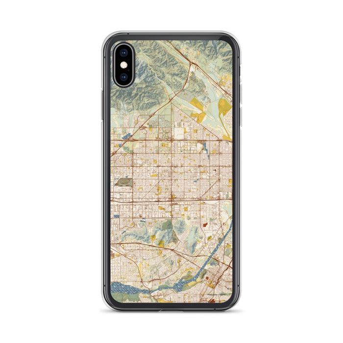 Custom iPhone XS Max Fontana California Map Phone Case in Woodblock