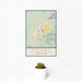 12x18 Forks Washington Map Print Portrait Orientation in Woodblock Style With Small Cactus Plant in White Planter