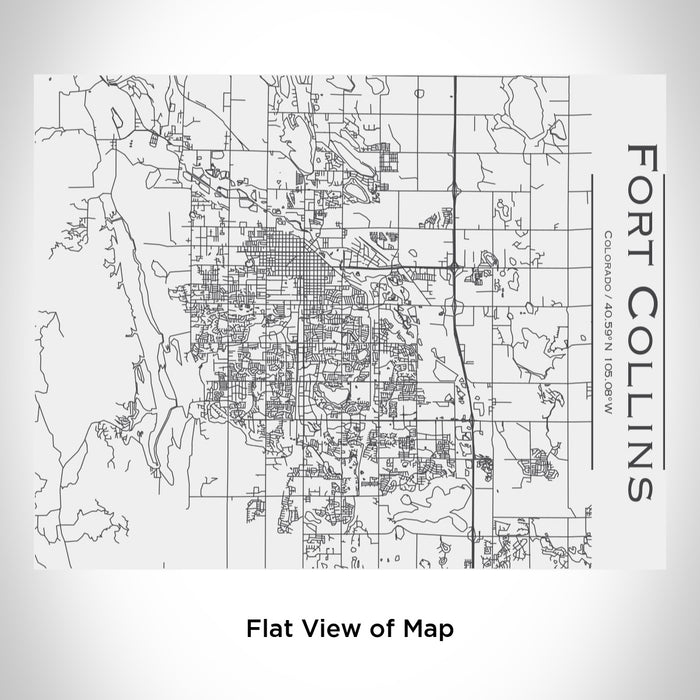 Rendered View of Fort Collins Colorado Map Engraving on 20oz Stainless Steel Insulated Bottle with Bamboo Top in White