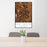 24x36 Fort Collins Colorado Map Print Portrait Orientation in Ember Style Behind 2 Chairs Table and Potted Plant