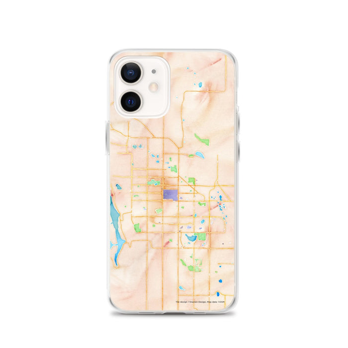 Custom Fort Collins Colorado Map iPhone 12 Phone Case in Watercolor