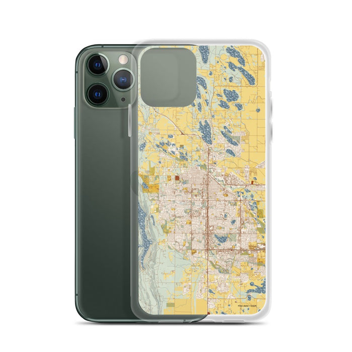 Custom Fort Collins Colorado Map Phone Case in Woodblock on Table with Laptop and Plant