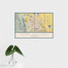 16x24 Fort Collins Colorado Map Print Landscape Orientation in Woodblock Style With Tropical Plant Leaves in Water