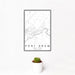 12x18 Fort Drum New York Map Print Portrait Orientation in Classic Style With Small Cactus Plant in White Planter
