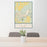 24x36 Fort Drum New York Map Print Portrait Orientation in Woodblock Style Behind 2 Chairs Table and Potted Plant