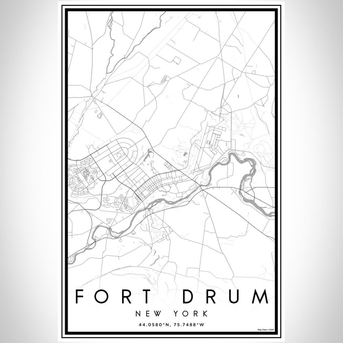 Fort Drum New York Map Print Portrait Orientation in Classic Style With Shaded Background