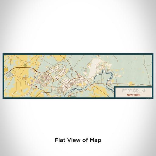 Flat View of Map Custom Fort Drum New York Map Enamel Mug in Woodblock