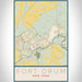 Fort Drum New York Map Print Portrait Orientation in Woodblock Style With Shaded Background