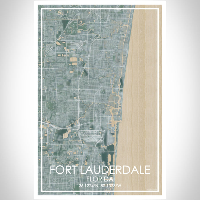 Fort Lauderdale Florida Map Print Portrait Orientation in Afternoon Style With Shaded Background