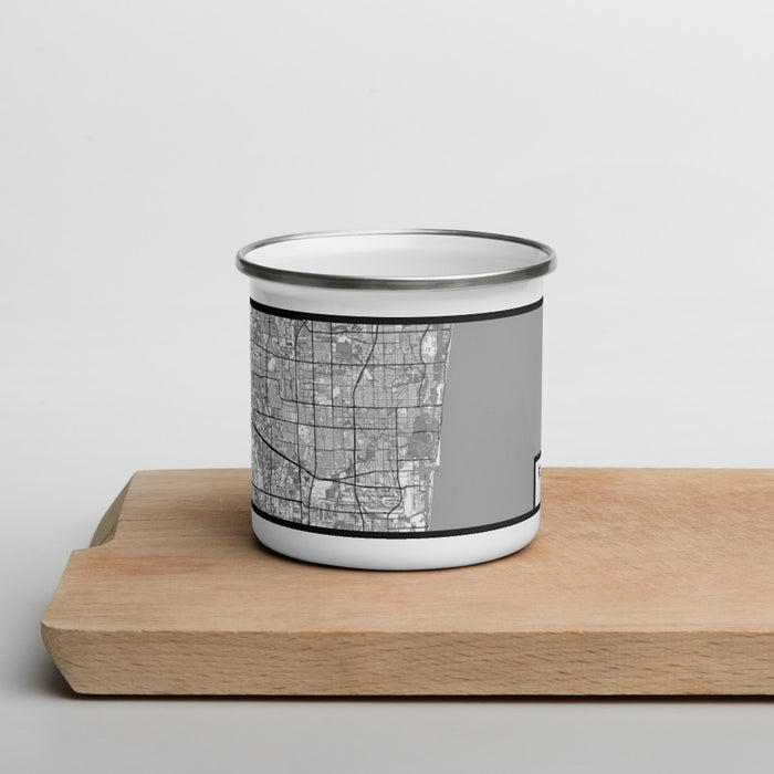 Front View Custom Fort Lauderdale Florida Map Enamel Mug in Classic on Cutting Board