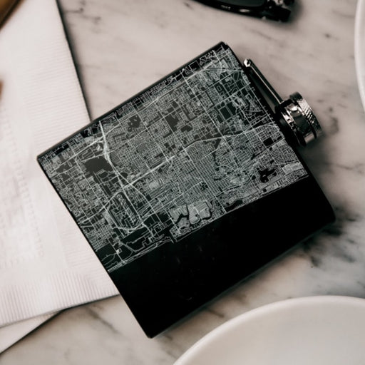 Fort Lauderdale Florida Custom Engraved City Map Inscription Coordinates on 6oz Stainless Steel Flask in Black