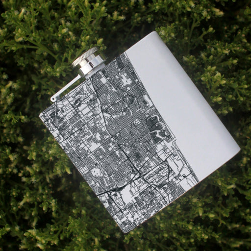 Fort Lauderdale Florida Custom Engraved City Map Inscription Coordinates on 6oz Stainless Steel Flask in White