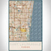 Fort Lauderdale Florida Map Print Portrait Orientation in Woodblock Style With Shaded Background