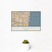 12x18 Fort Lauderdale Florida Map Print Landscape Orientation in Woodblock Style With Small Cactus Plant in White Planter