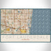Fort Lauderdale Florida Map Print Landscape Orientation in Woodblock Style With Shaded Background
