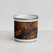 Front View Custom Fort Madison Iowa Map Enamel Mug in Ember
