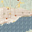 Fort Madison Iowa Map Print in Woodblock Style Zoomed In Close Up Showing Details