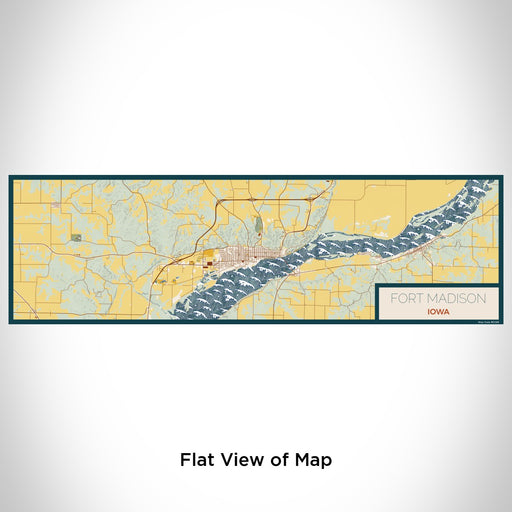 Flat View of Map Custom Fort Madison Iowa Map Enamel Mug in Woodblock