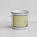 Left View Custom Fort Madison Iowa Map Enamel Mug in Woodblock
