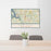 24x36 Fort Mill South Carolina Map Print Lanscape Orientation in Woodblock Style Behind 2 Chairs Table and Potted Plant