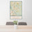 24x36 Fort Mill South Carolina Map Print Portrait Orientation in Woodblock Style Behind 2 Chairs Table and Potted Plant