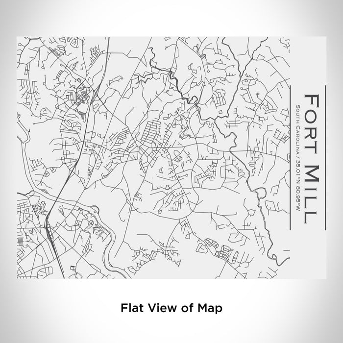 Rendered View of Fort Mill South Carolina Map Engraving on 20oz Stainless Steel Insulated Bottle with Bamboo Top in White