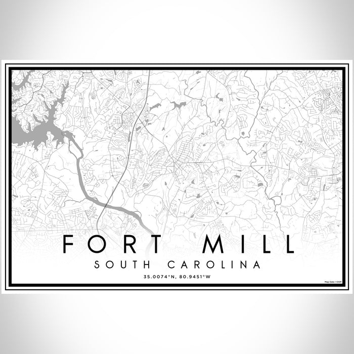 Fort Mill South Carolina Map Print Landscape Orientation in Classic Style With Shaded Background