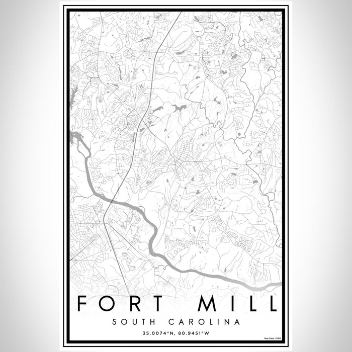 Fort Mill South Carolina Map Print Portrait Orientation in Classic Style With Shaded Background