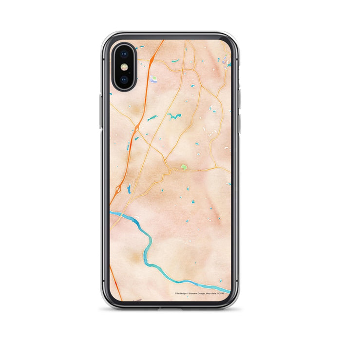 Custom iPhone X/XS Fort Mill South Carolina Map Phone Case in Watercolor