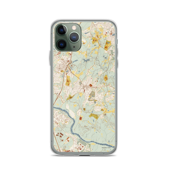 Custom iPhone 11 Pro Fort Mill South Carolina Map Phone Case in Woodblock