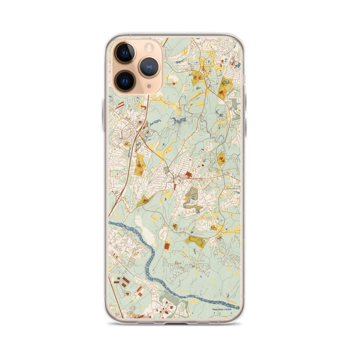 Custom iPhone 11 Pro Max Fort Mill South Carolina Map Phone Case in Woodblock