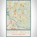 Fort Mill South Carolina Map Print Portrait Orientation in Woodblock Style With Shaded Background