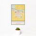 12x18 Fort Morgan Colorado Map Print Portrait Orientation in Woodblock Style With Small Cactus Plant in White Planter